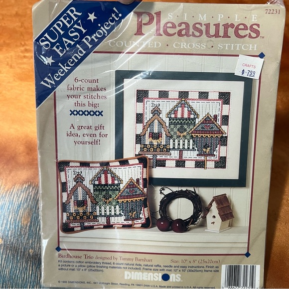 Vintage 90s Dimensions Counted Cross Stitch Birdhouses New Kit - Picture 2 of 7